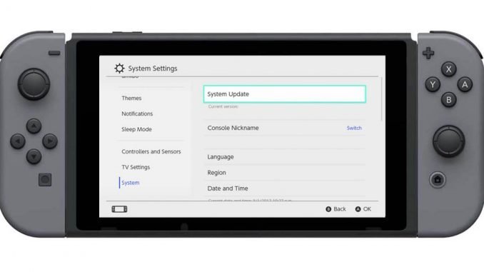 Nintendo Switch Aggiornamento Firmware