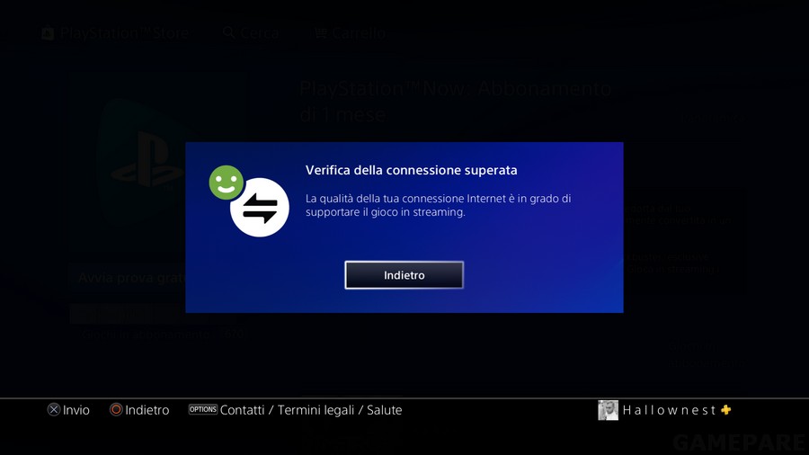 PlayStation Now Test Connessione