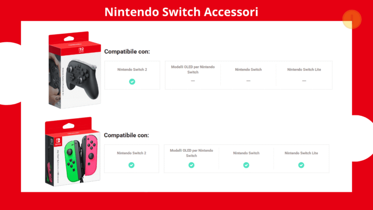 accessori di Switch 2 sono compatibili con Switch 1