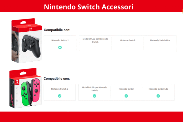 accessori di Switch 2 sono compatibili con Switch 1