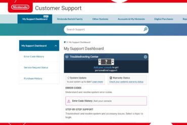 Nuova dashboard per il supporto sul sito Nintendo US