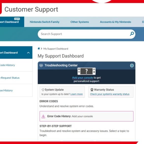 Nuova dashboard per il supporto sul sito Nintendo US