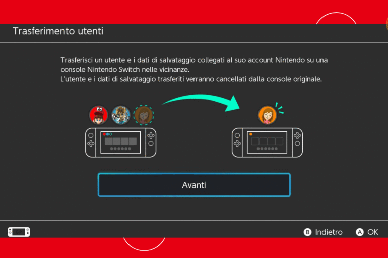 trasferire dati utente nintendo switch