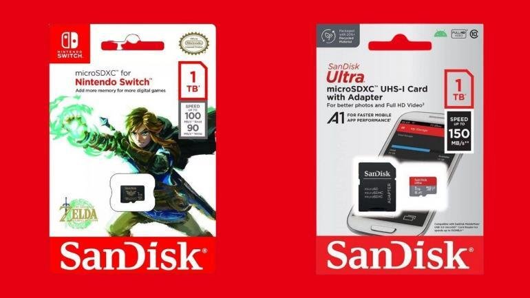 Confronto confezioni SanDisk Ultra 1TB e SanDisk Micro SDXC Nintendo Switch - Differenze tra schede di memoria per console e dispositivi mobili