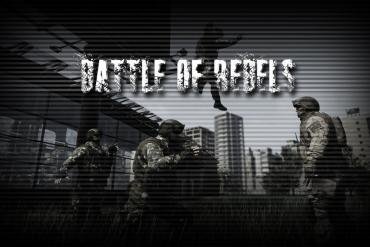 Una scena di battaglia futuristica di Battle of Rebels, con un personaggio che spara a un "alieno umano" in un ambiente post-apocalittico. Il logo di Nintendo Switch è in primo piano.