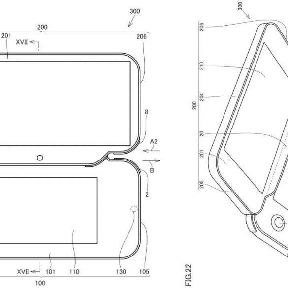 Una rappresentazione stilizzata di un dispositivo elettronico a due parti, che si può connettere e disconnettere, con entrambi gli schermi visibili.