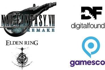 Una grafica che unisce il logo di Digital Foundry con quello di Gamescom, Elden Ring e Final Fantasy VII Remake, per illustrare l'analisi tecnica dei giochi in arrivo su Nintendo Switch 2.