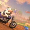 Il personaggio della mucca di Mario Kart World con un anello al naso.