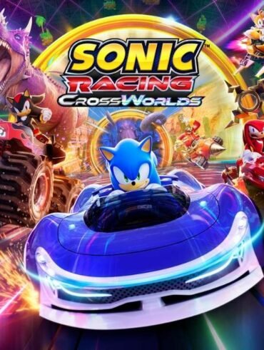 Una scena di gioco di Sonic Racing: CrossWorlds con Sonic e altri personaggi in corsa su una pista futuristica