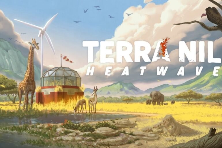 Una scena di gioco di Terra Nil che mostra un ambiente rigoglioso e restaurato con la presenza di alcuni dei nuovi animali