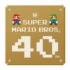 Un'immagine festiva per i 40 anni di Mario, con il personaggio in primo piano e un logo che celebra l'anniversario.
