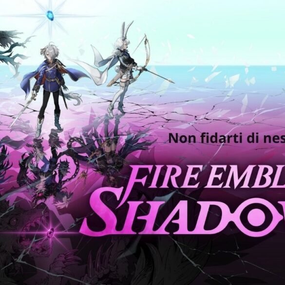 I tre demoni di fire Emblem su terreno viola con le crepe