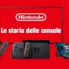 Le Nintendo Switch 2 con sfondo rosso il logo Nintendo.