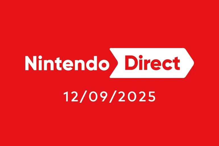 Immagine di un televisore con il logo di Nintendo Direct e le scritte "Nintendo Switch" e "Nintendo Switch 2" affiancate, che indica l'imminente diretta streaming del 12 settembre.