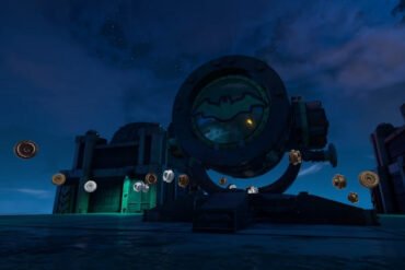 Immagine del videogioco LEGO Batman: L'Eredità del Cavaliere Oscuro, immagine del Bat Segnale costruita con i mattoncini.