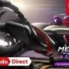 La cacciatrice di taglie Samus Aran in motoun'ambientazione sci-fi oscura, con il logo di Metroid Prime 4: Beyond e un'icona della Nintendo Switch 2.