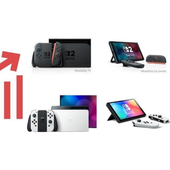 Confronto differenze Nintendo Switch 1 e Nintendo Switch 2.