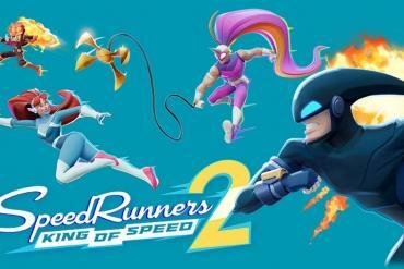 Un'immagine che mostra i personaggi di SpeedRunners 2: King of Speed in corsa, con il logo del gioco in primo piano e l'indicazione 'Steam Open Playtest' in evidenza.