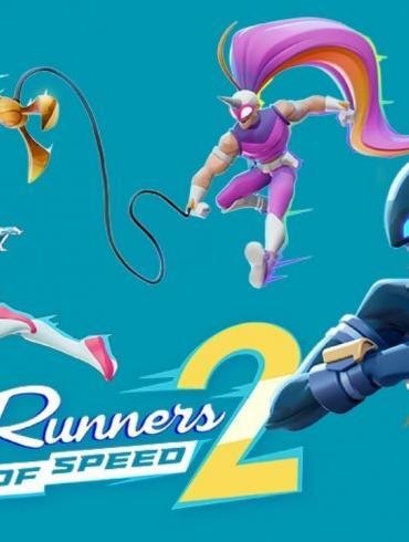 Un'immagine che mostra i personaggi di SpeedRunners 2: King of Speed in corsa, con il logo del gioco in primo piano e l'indicazione 'Steam Open Playtest' in evidenza.