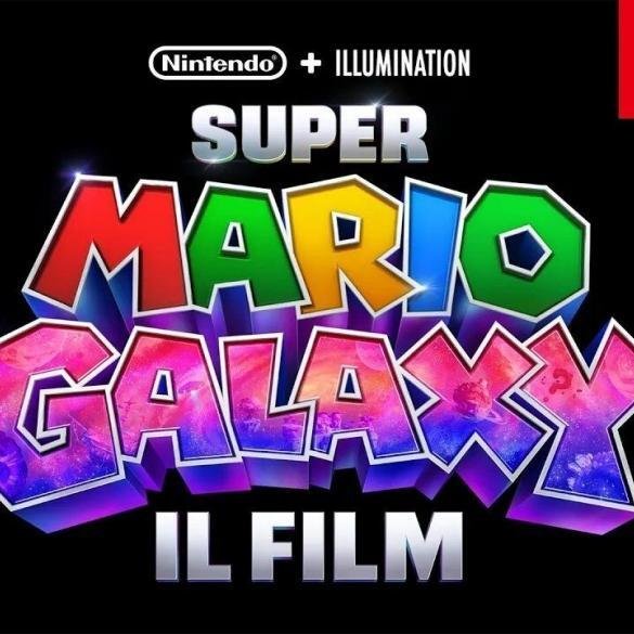 Il logo di Super Mario Galaxy Il Film in stile cosmico, con stelle e galassie