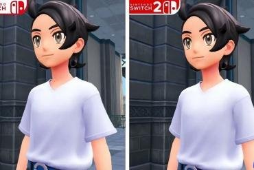 Immagine affiancata che mostra una scena di Pokémon Legends Z-A con la scritta 'Switch 2' su un lato (più nitido) e 'Switch 1' sull'altro (meno definito).