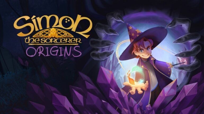 Simon the Sorcerer Origins cover con mago e logo