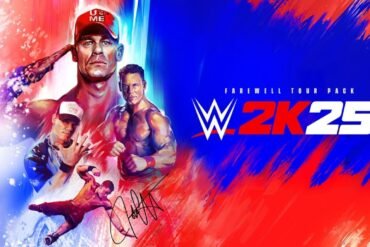 Artwork di WWE 2K25 Farewell Tour Edition con quattro personaggi giocabili: Dr. of Thuganomics John Cena, WrestleMania 41 John Cena, Brock Lesnar e Ron Cena (R-Truth), celebrando l'uscita su Nintendo Switch.