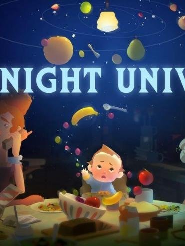 Isaac, il neonato protagonista di Goodnight Universe, fluttua nello spazio con lo sfondo della copertina dell'edizione fisica per Nintendo Switch 2.