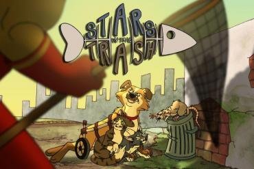 Il gatto Moka, protagonista di Stars in the Trash, osserva il mondo esterno in uno stile grafico che ricorda i classici Disney.