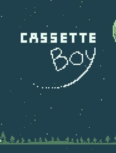 Il protagonista di Cassette Boy in un livello monocromatico in pixel art su schermo Nintendo Switch.