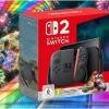 Confezione del bundle Nintendo Switch 2 con il gioco Mario Kart World in evidenza su sfondo colorato.