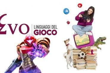 Samus Aran in Metroid Prime 4: Beyond su schermo Nintendo Switch 2 con logo evento EVO Macerata.