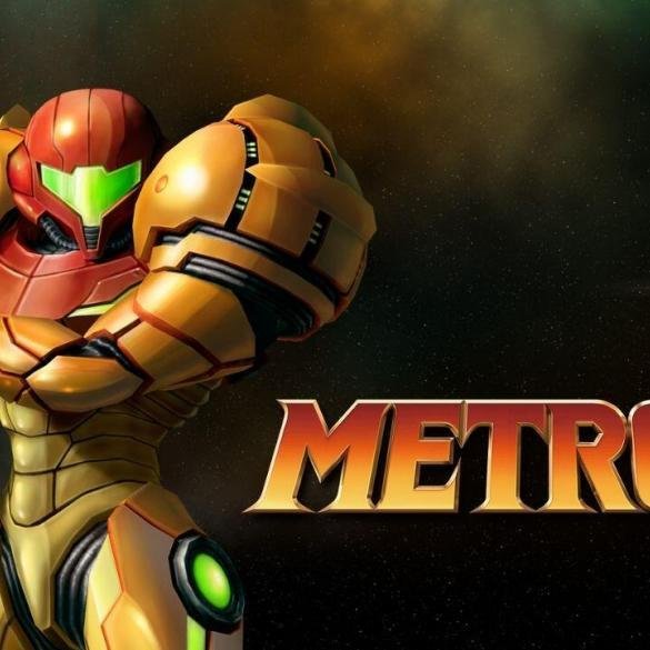 La protagonista Samus Aran è raffigurata al centro mentre indossa la sua celebre Tuta Energia (Varia Suit), caratterizzata dai colori arancione e giallo e dai grandi spallacci circolari.