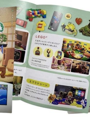 Volantino promozionale giapponese di Animal Crossing New Horizons Ver 3.0 che mostra i nuovi abitanti e il logo Nintendo Switch 2.