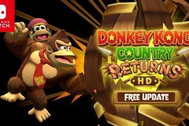 Donkey Kong e Diddy Kong affiancati dalla nuova arrivata Dixie Kong di Donkey Kong Country Returns HD.