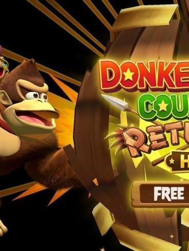Donkey Kong e Diddy Kong affiancati dalla nuova arrivata Dixie Kong di Donkey Kong Country Returns HD.