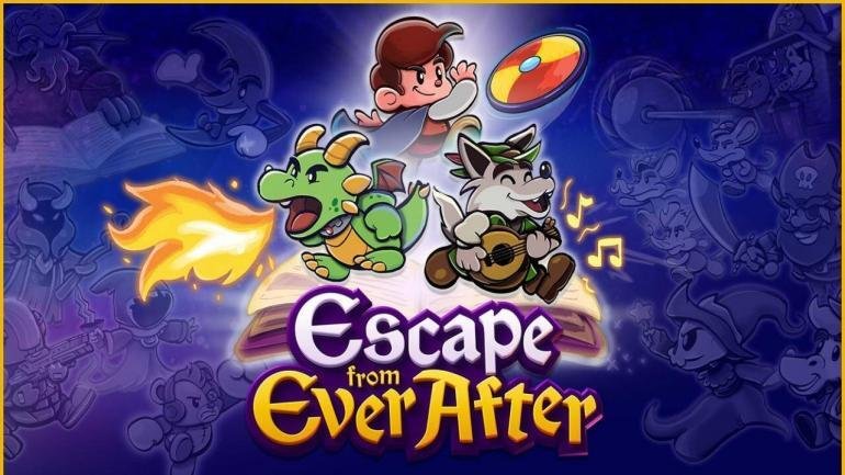 I personaggi fiabeschi di Escape from Ever After in un ufficio colorato, pronti a combattere contro la Ever After Inc.