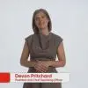 Primo piano di Devon Pritchard, nuova presidente di Nintendo of America, durante il suo intervento video ai New York Game Awards.
