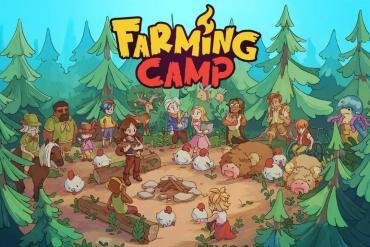 Alessandra e il cast di adolescenti di Farming Camp nel bellissimo stile artistico 2D disegnato a mano, pronti per la competizione agricola.