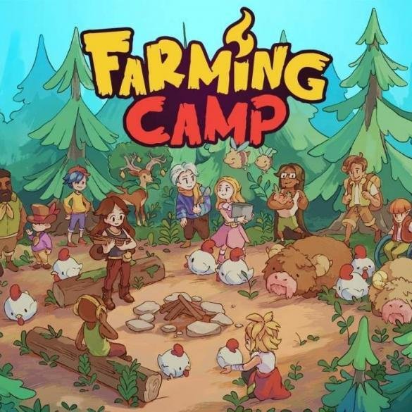 Alessandra e il cast di adolescenti di Farming Camp nel bellissimo stile artistico 2D disegnato a mano, pronti per la competizione agricola.