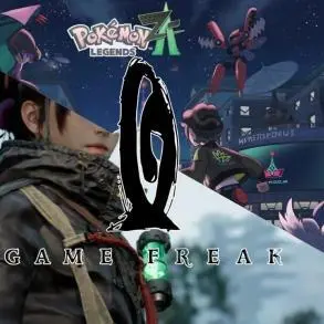 Un confronto visivo concettuale: da un lato la grafica stilizzata di Pokémon, dall'altro l'azione realistica di Beast of Reincarnation, con il logo Game Freak al centro.