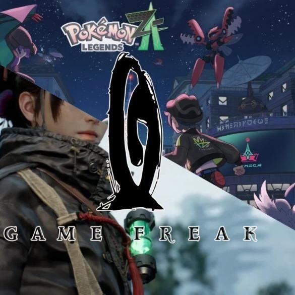 Un confronto visivo concettuale: da un lato la grafica stilizzata di Pokémon, dall'altro l'azione realistica di Beast of Reincarnation, con il logo Game Freak al centro.