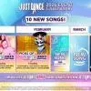 Grafica promozionale di Just Dance+ che mostra i nuovi avatar e le canzoni in arrivo nel 2026, con il logo del servizio di streaming.