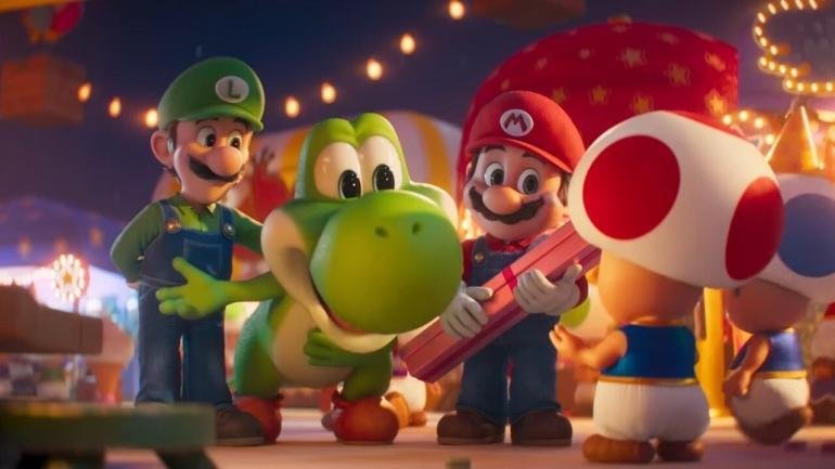 Mario e Luigi in versione Fuoco incontrano Yoshi nel nuovo trailer di Mario Galaxy Il Film.
