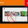 Una schermata del Nintendo eShop su console Switch con un'icona di divieto sopra il simbolo del rimborso, a indicare la policy sui contenuti digitali.