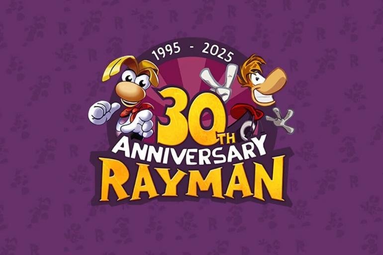 Il logo Rayman originale in una grafica promozionale del 30th anniversario