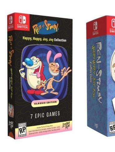 Copertina della Ren & Stimpy Happy, Happy, Joy, Joy Collection per Nintendo Switch in edizione Limited Run Games.