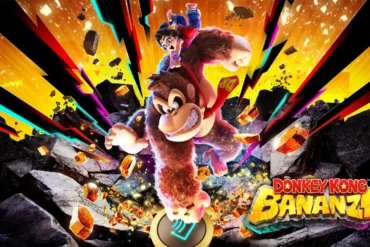 Donkey Kong Bananza che con un pugno preme il pulsante GameShare