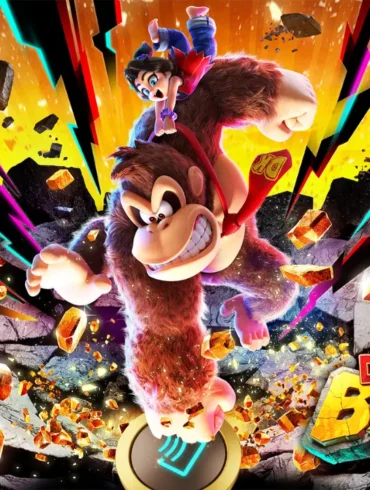 Donkey Kong Bananza che con un pugno preme il pulsante GameShare