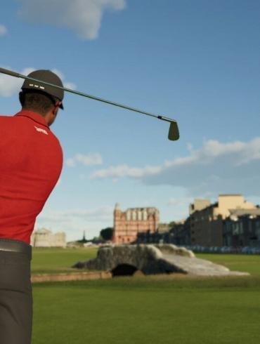 Gameplay di PGA TOUR 2K25 su Nintendo Switch 2 che mostra il colpo di un golfista professionista.